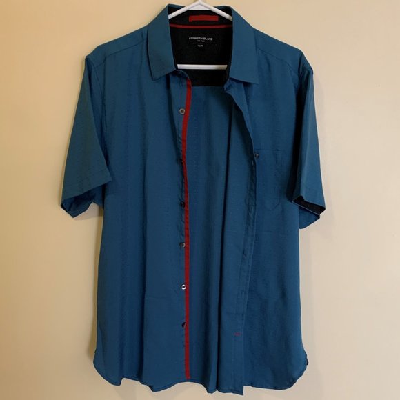 Kenneth Blake New York Men's Button Down Shirt - Short Sleeve - Blue - Size XL - Picture 1 of 8